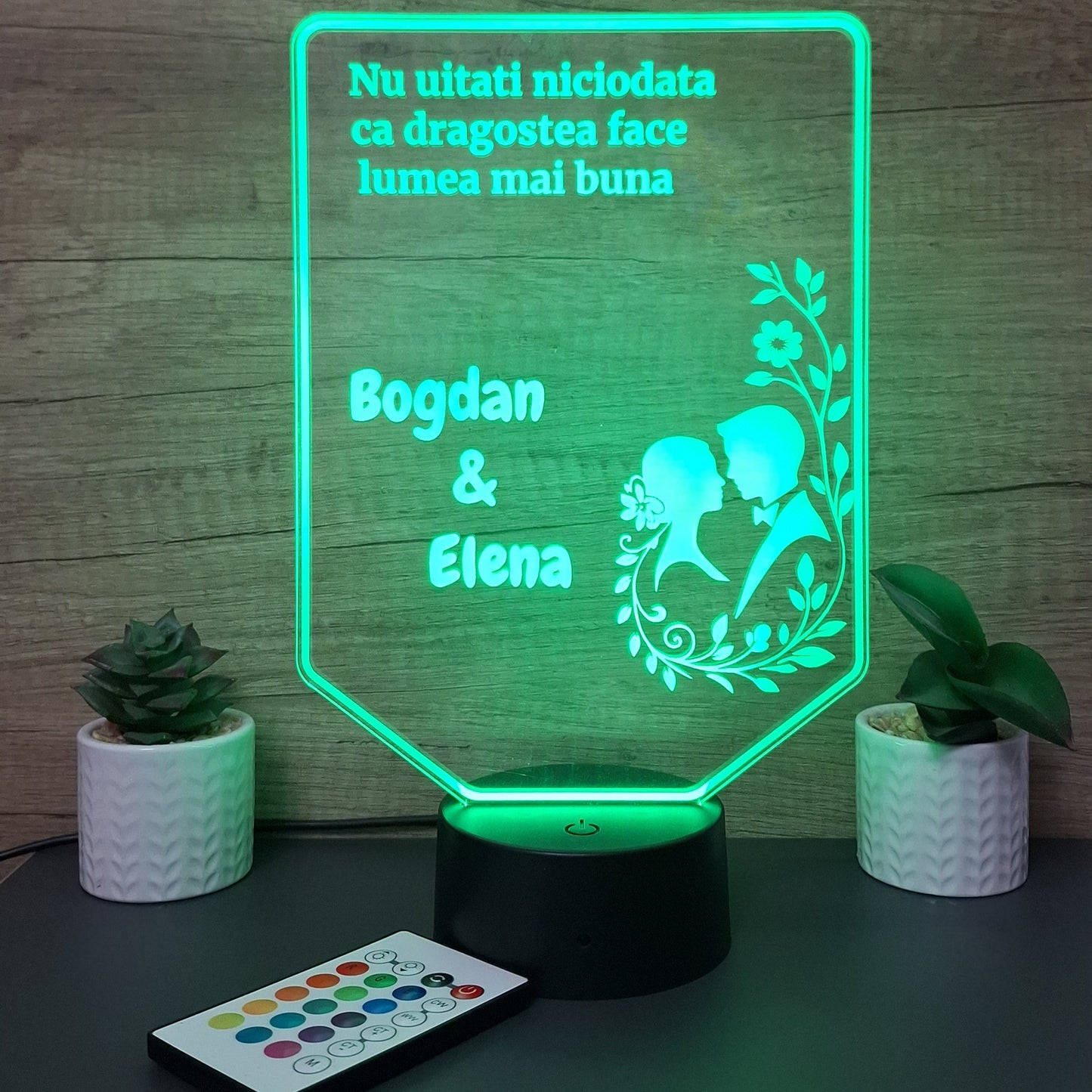 Lampa 3D Personalizata Mesaj Nunta