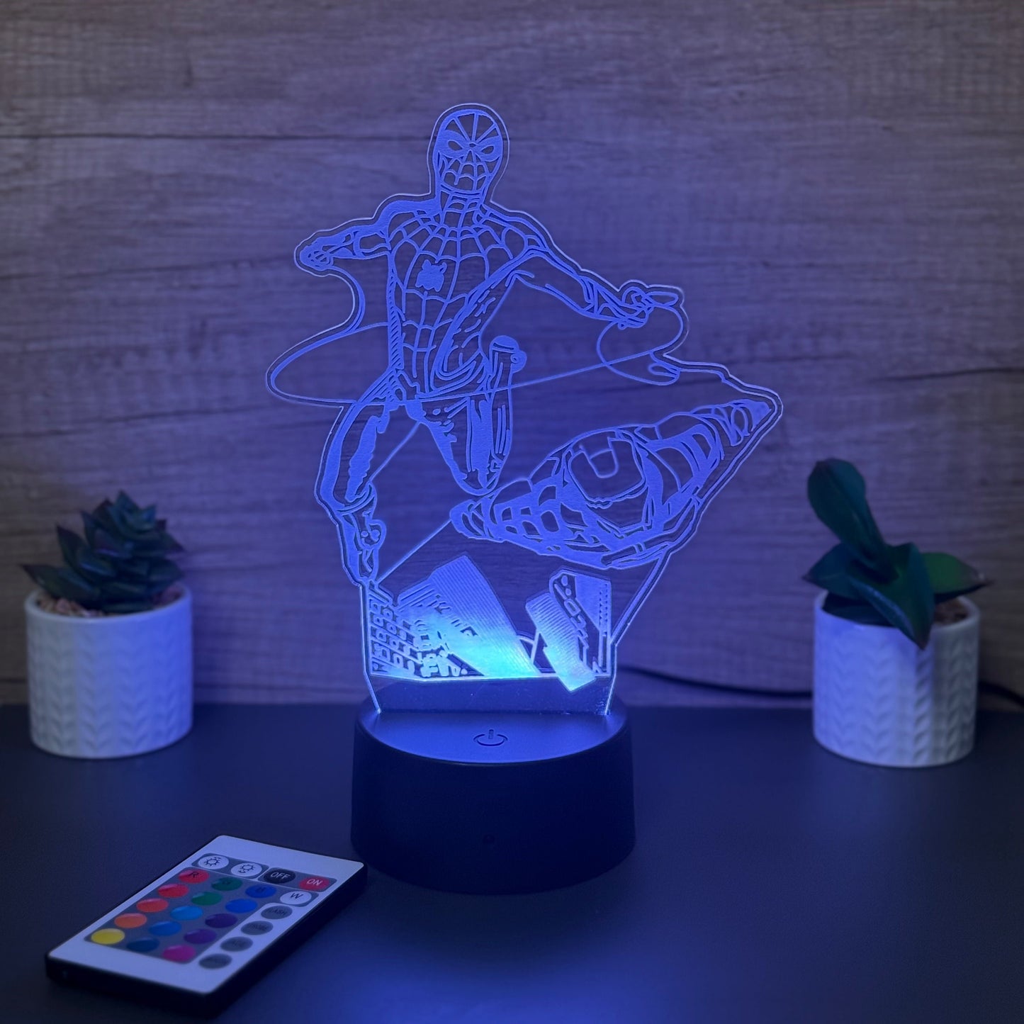 Lampa 3D Spider Man & Iron Man