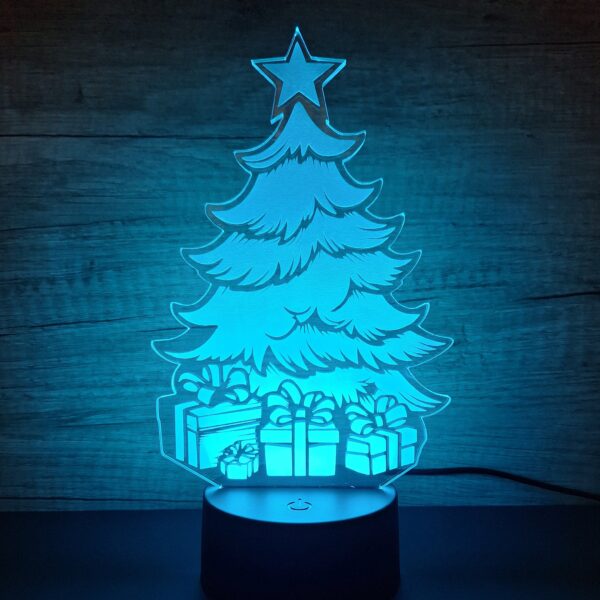 lampa 3d brad de craciun