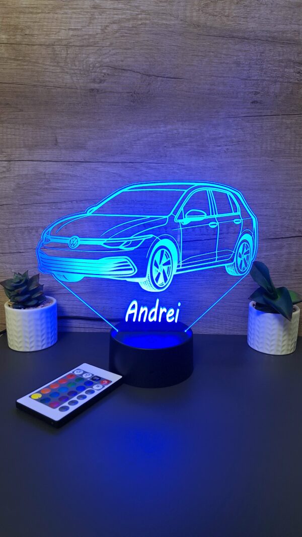 lampa 3d personalizata voltswagen golf 8