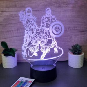 lampa 3d iron man, spider man, captain america