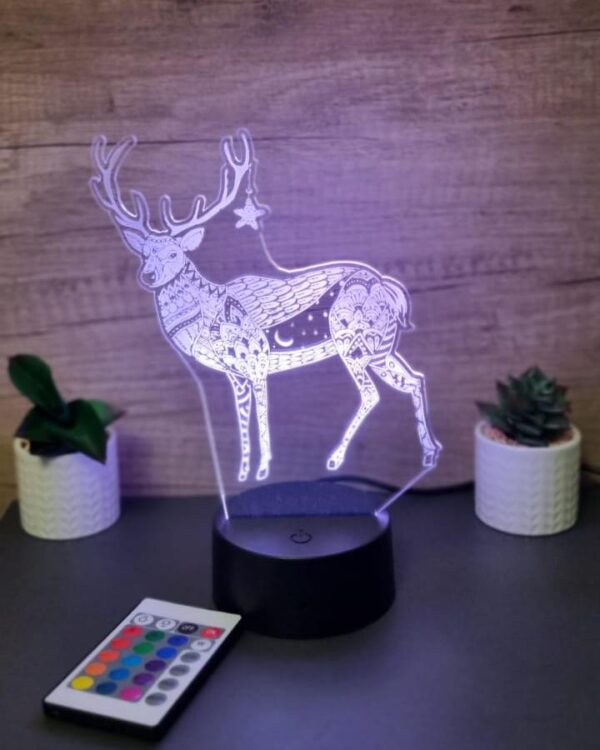 lampa 3d cerb de craciun