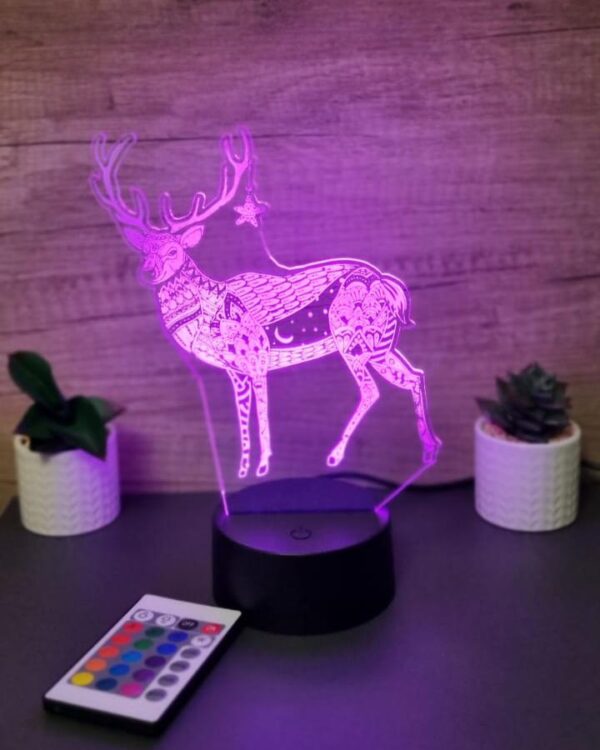 lampa 3d cerb de craciun