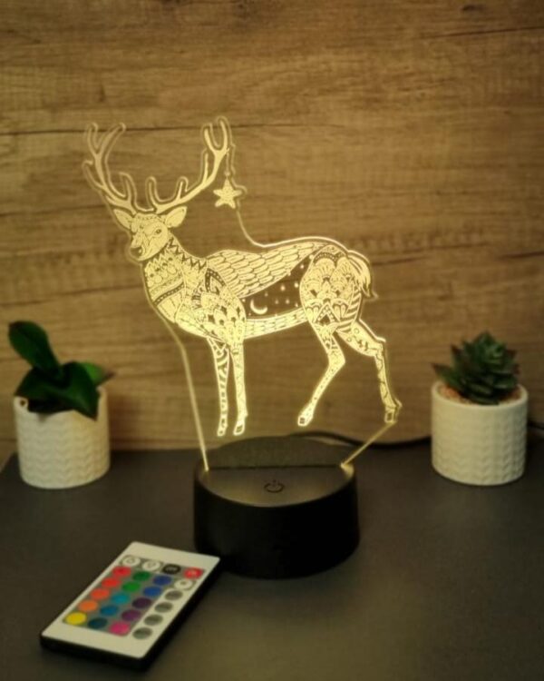 lampa 3d cerb de craciun