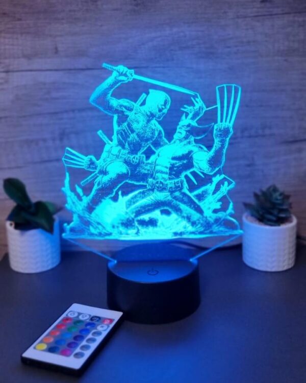 lampa 3d deadpool vs wolverine