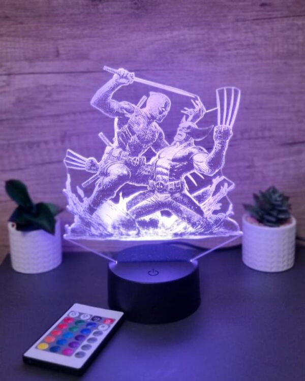 lampa 3d deadpool vs wolverine