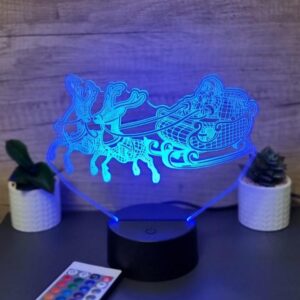 lampa 3d sania lui mos craciun
