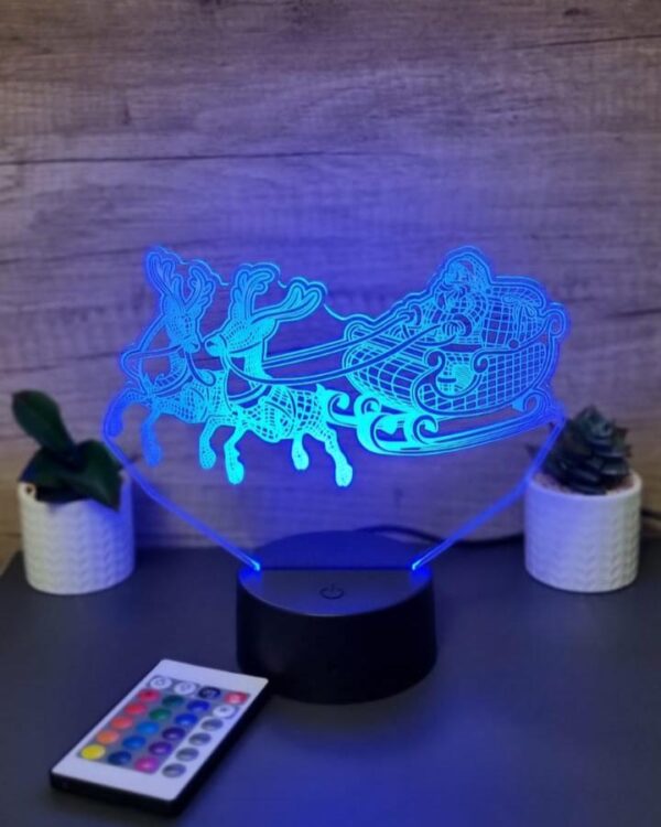 lampa 3d sania lui mos craciun