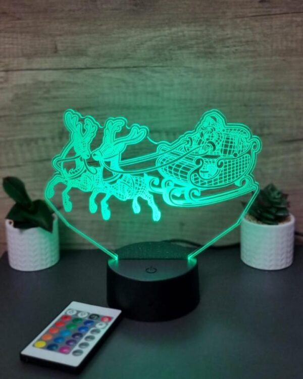 lampa 3d sania lui mos craciun