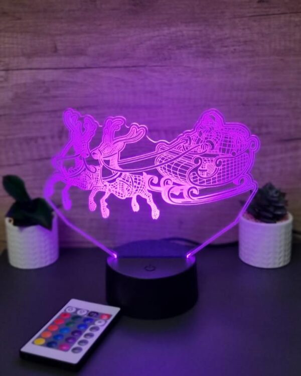 lampa 3d sania lui mos craciun