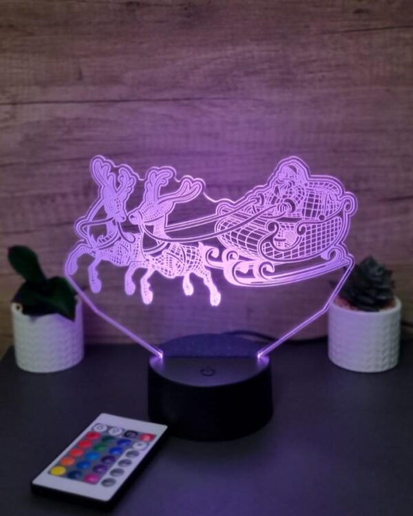 lampa 3d sania lui mos craciun