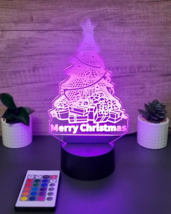 lampa 3d brad de craciun