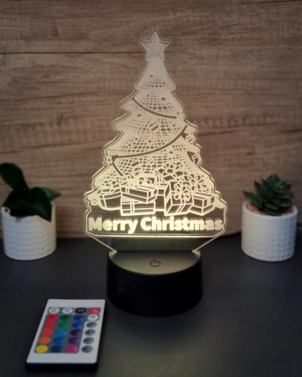 lampa 3d brad de craciun