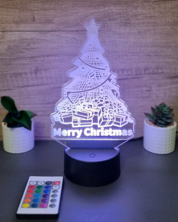 lampa 3d brad de craciun