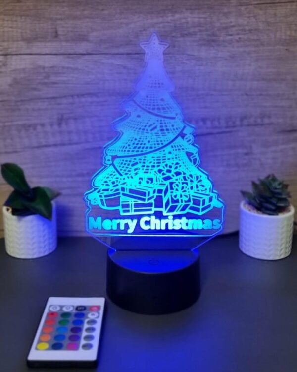 lampa 3d brad de craciun