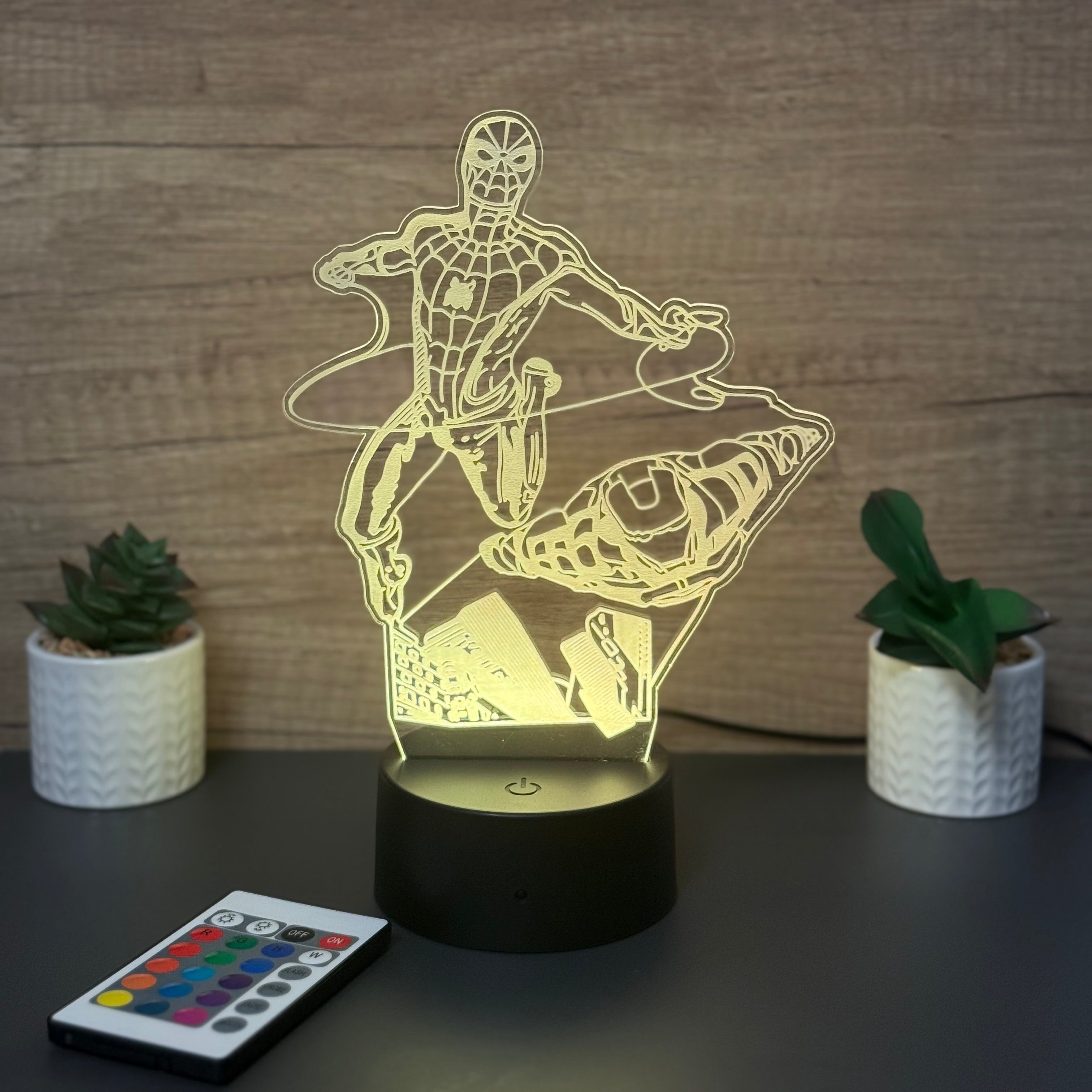 lampa 3d spider man & iron man
