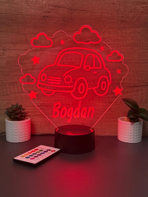 lampa 3d personalizata masina forma nor